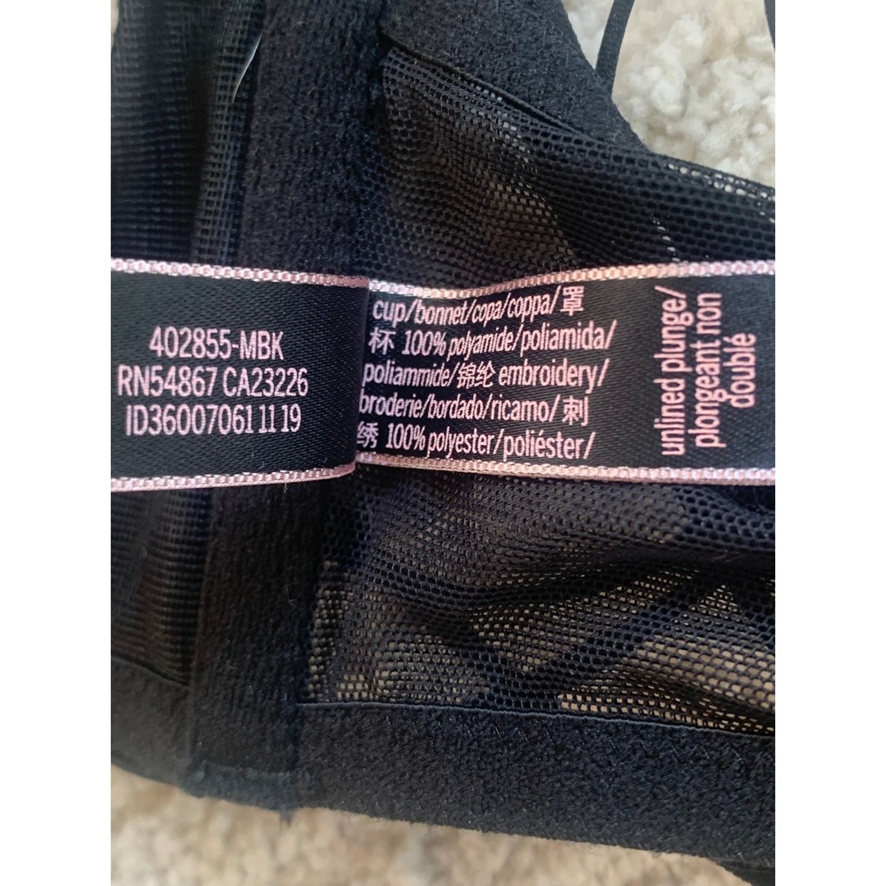 Victoria's Secret Luxe‎ Lingerie Starburst Sheer Unlined Black Plunge Bra 34 DD - Picture 11 of 13